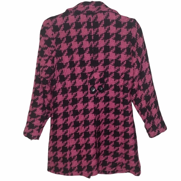 Yoki ❤︎ Wool Houndstooth Peacoat Jacket Overcoat ❤︎ Pink Size Large 12-14 ❤︎ - Picture 15 of 16